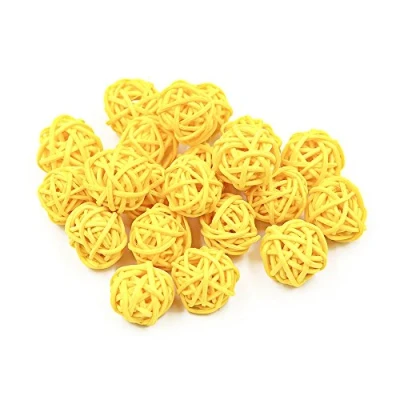 Image of 30pcs/Pack Colorful Natural Wicker Rattan Balls for Wedding Christmas Party Hanging Decoration 2cm Yellow Pack of 30