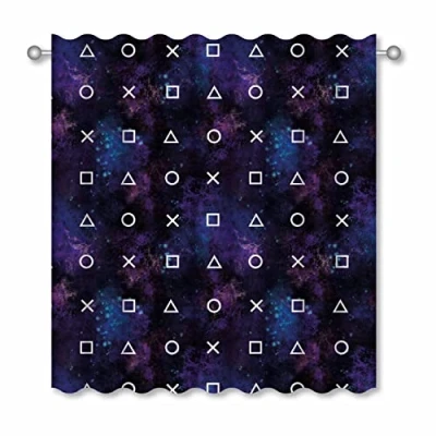 Image of Playstation Nebula Curtains Controller Icons Design 66&quot; Wide x 54&quot; Drop