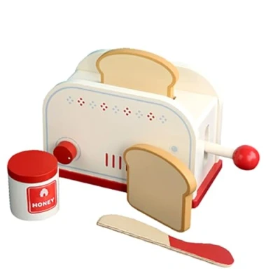 Image of Coo11 Pretend Play Kitchen wooden Toaster set Bread Maker Home Appliances Art Creativity Toy Toaster, Pop up Toy, Kids toys Accessory for 2 Years and