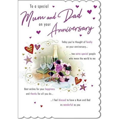 Image of Piccadilly Greetings Traditional Annivesary Card Mum &amp; Dad 9 x 6 inches