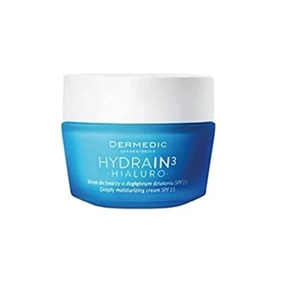 Image of DERMEDIC HYDRAIN3 HIALURO Deeply moisturizing cream SPF 15 50 ml Recommended for dry, very dry and dehydrated skin Hypoallergenic