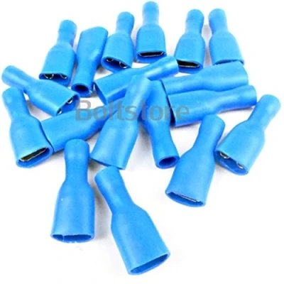 Image of Blue Female Spade Crimp Connector Terminal Push On Cable Joiner 10pc Pack