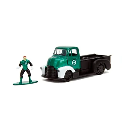 Image of DC Comics 1:32 1952 Chevrolet COE Pickup Die Cast Car &amp; 1.65&quot; Green Lantern Figure, Toys for Kids and Adults