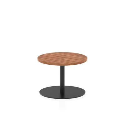 Image of Italia 600mm Round Coffee Table Walnut Top 475mm High Black Leg