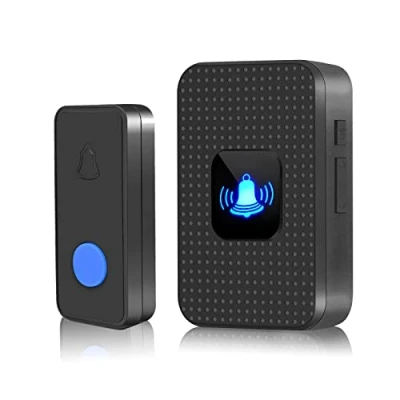 Image of Nestling Wireless Doorbell, IP55 Waterproof Plug in Cordless Door Bells Chime Kit 1000 Ft Range 55 Chimes 5 Level Volume Led Flash, Battery Operated Expandable Bell for Home Office, Black