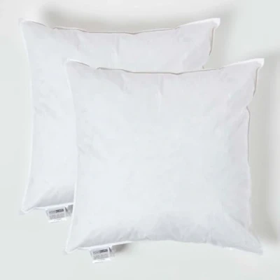 Image of HOMESCAPES 2 Pack Luxury Duck Feather Cushion Inserts 55cm x (22 22) Perfect Bounce Back and Down Proof Cover Generously Filled Inner Pads Filler, Hypoallergenic RDS Certified Machine Washable