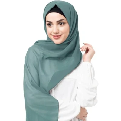 Image of 180X80 Chiffon Maxi Plain Scarf Hijab Sarong Shawl Large Wrap (Sea Green)