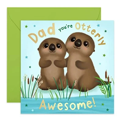 Image of Central 23 Daddy Birthday Cards Sweet Card for Dad &#039;Dad You&#039;re Otterly Awesome&#039; Cute From Son Or Daughter Fathers Day Comes with Stickers