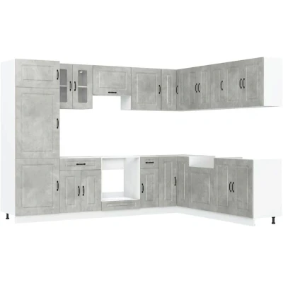 Image of vidaXL 14 Piece Kitchen Cabinet Set Kalmar Concrete Grey Engineered Wood
