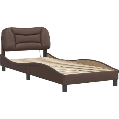 Image of vidaXL Bed Frame with LED without Mattress &quot;Hvar&quot; Brown 80x200 cm