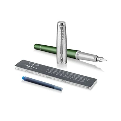 Image of Parker Urban Fountain Pen, Premium Green with Fine Nib and Blue Ink Refill, 1931617