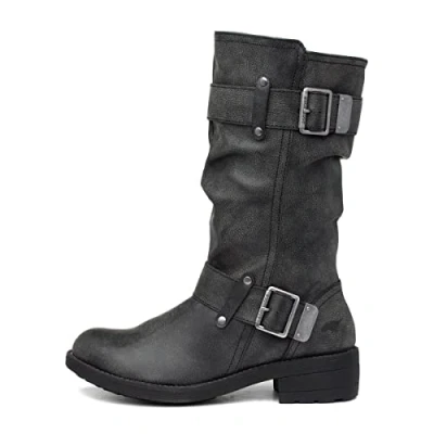 Image of Rocket Dog Women&#039;s Trumble Biker Boots, Black (Black Galaxy), 8 UK 41 EU