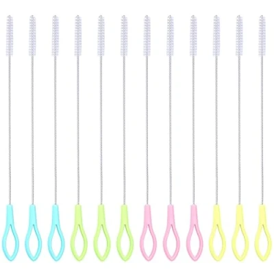 Image of Drinking Straw Brushes,Reusable Straws Cleaning Brush,Bottle Brush Baby Bottle Brush,Nylon Brushes Suitable for Bottles Water Cups, Test Tubes (12)