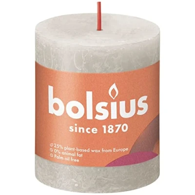 Image of Bolsius Pillar Candle Rustic Sandy Grey 8 cm / ø 7