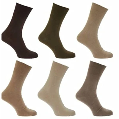 Image of 3 Pairs Mens Diabetic Stay Up Socks 99% Cotton Non Elastic Loose Top Size 6 11 (6 11, Multi)