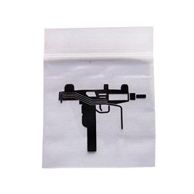 Image of 100 RESEALABLE CLEAR 5CM X BAGS WITH UZI DESIGN BAGGIES