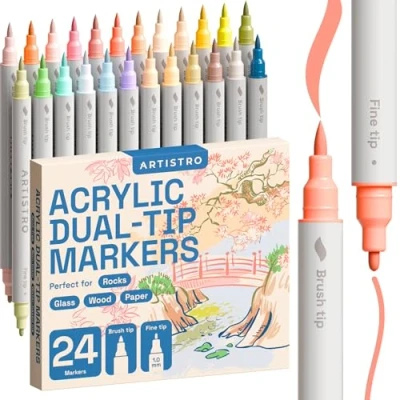 Image of ARTISTRO 24 pack acrylic Dual Brush + fine Pastel colors