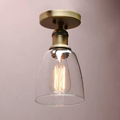Image of Yosoan Lighting Loft Bar Ceiling Pendant Light Fitting for Kitchen Island Living Room Bedroom Dining Bathroom, Clear Glass Shade (Antique)