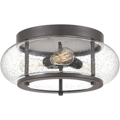 Image of Trilogy 3 Light Flush Mount, Old Bronze, E27