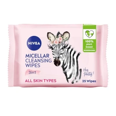 Image of NIVEA Limited Edition Micellar Cleansing Wipes (25pcs), Biodegradable with Technology, Facial Effectively Removes Waterproof Make Up and Mascara