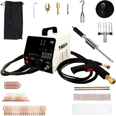 Image of Spot Dent Puller 3KW Stud Welding Machine Automotive Vehicle Car Body Bonnet Door Repair High Powered Professional Sheet Metal Welder 220V 0.6 1.6mm Thickness 7 Modes Attachments &amp; Accessories Kit