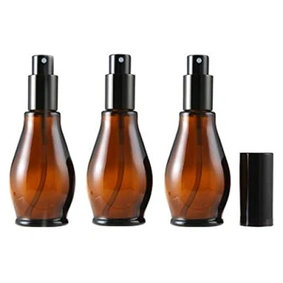 Image of 3PCS 100ml/3.34oz Empty Refillable Amber Glass Sprayer Bottles Cosmetic Perfume Storage Spray Containers with Black Atomiser Sprays and Anti Dust Cap For Essential Oil/Aromatherapy