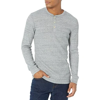 Image of Amazon Essentials Men&#039;s Slim Fit Long Sleeve Waffle Henley Shirt, Light Grey Heather, S