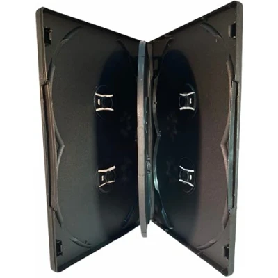 Image of 25 x Dragon Trading 6 Disc Black CD DVD BLU RAY Cases Way Case For Discs Of Any Format With 14mm Spine And Outer Sleeve Artwork Inlay.