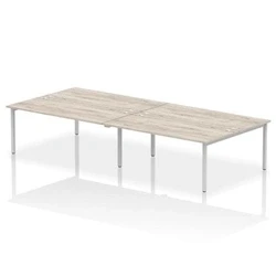 Image of Impulse Bench B2B 4 Person 1800 Silver Frame Desk Grey Oak