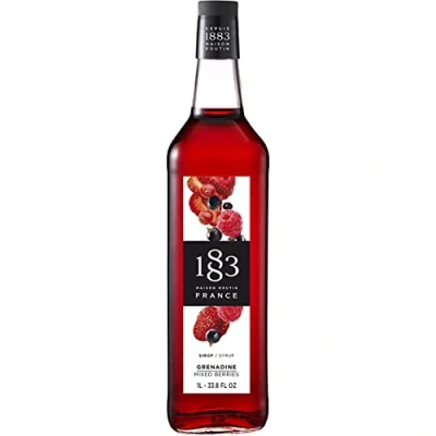 Image of 1883 Maison Routin Premium Mixed Berries Grenadine Syrup for Iced Tea, Cocktails &amp; Mocktails Glass 1L