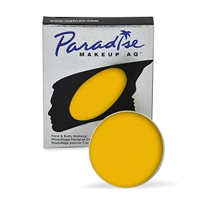 Image of Mehron Makeup Paradise AQ Face and Body Paint Refill Size Perfect Performance, Beauty, Cosplay, Halloween Water Activated Paint, .25 oz (7 g) (Yellow)