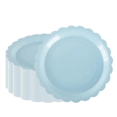 Image of PHUNAT 50PCS 9&#039;&#039;/23cm Baby Blue Paper Plates, Heavy Duty Party Tableware for Birthday, Shower, Theme Decorations