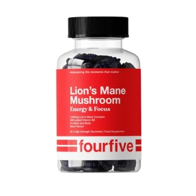 Image of fourfive Lions Mane Mushroom Gummies (4000mg) Energy &amp; Focus Blend with Vitamin B5, Support Brain Function, 60