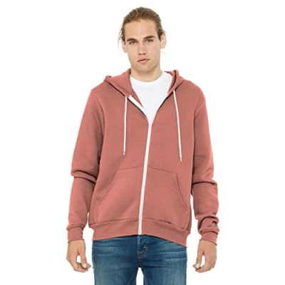 Image of Mens Poly Cotton Fleece Full Zip Hoodie (BC3739) Mauve S
