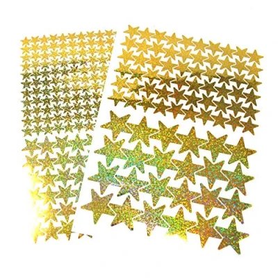 Image of 309 Star Sticker Set Decorative Film Self Adhesive Glitter Hologram Oilslick Craft Material for Crafts (Flakes Gold K016)