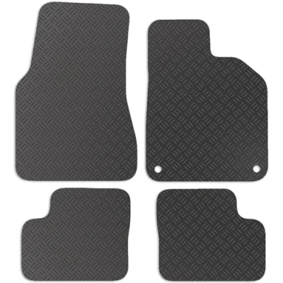 Image of Carsio Rubber Car Mats For Renault Twingo 2014+ Onwards Tailored Fit Floor Mat Set Complete Accessory Black Custom Fitted All Weather &amp; Heavy Duty, Anti Slip Backing with Clips