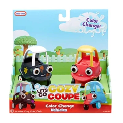 Image of Little Tikes Let’s Go Cozy Coupe 2 Mini Colour Change Vehicles For Tabletop &amp; Floor Push Play Includes Cars Effects Suitable Toddlers From 3 Years(Assorted colors)