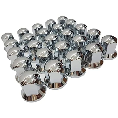 Image of 24/7 AUTO 30 pieces 32 mm nut bolt caps covers chrome plastic wheel truck trailer