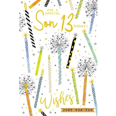 Image of To A Special Son 13 13th Today Candles Happy Birthday Card Lovely Verse