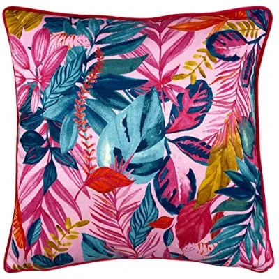 Image of furn. Psychedelic Tropical Feather Filled Cushion Pink One Size