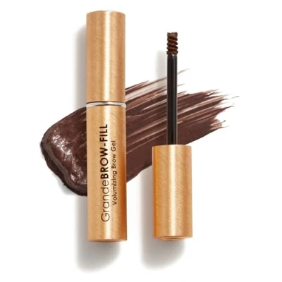 Image of Grande Cosmetics GrandeBROW FILL Volumizing Brow Gel, Tinted or Clear Eyebrow Mascara, Soft Flexible Hold, Water Resistant (Dark)