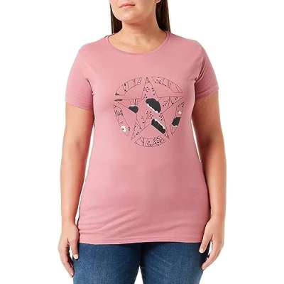 Image of JEEP Women&#039;s J Woman T Shirt Star Botanical Print J22W, Dusty Rose, XL