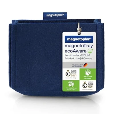 Image of magnetoplan Durable Felt Pencil Pot, Pen Holder, Desk Organiser, Magnetic Pot Multi Functional for Stationery, Art Supplies &amp; Office Stationery Medium, Blue
