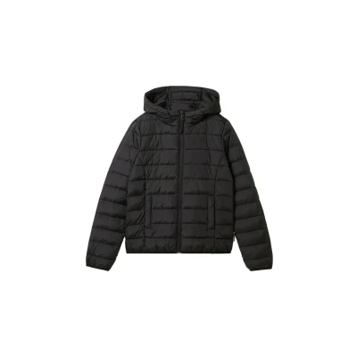 Image of TOM TAILOR Denim Women&#039;s 1042098 Lightweight Quilted Coat with Hood, 14482 Deep Black, XXL