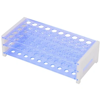 Image of stonylab Test Tube Rack, 3 Tier Detachable Blue Plastic Rack Holder Stand for Laboratory Scientific Experiments, 13 mm 50 Place
