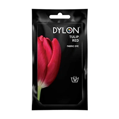 Image of DYLON Hand Dye, Fabric Dye Sachet for Clothes, Soft Furnishings and Projects, 50 g Tulip Red