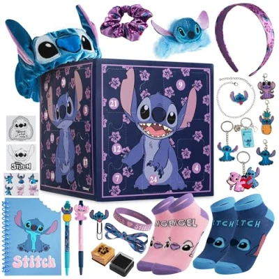 Image of Disney Stitch Advent Calendar 2024 for Kids and Teenagers Stationery Sticky Notes Accessories Calendars (Purple Cube)