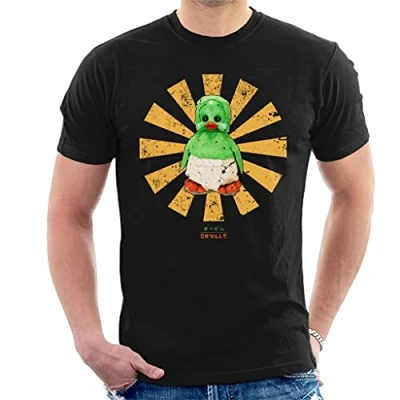 Image of Orville The Duck Retro Japanese Men&#039;s T Shirt Black
