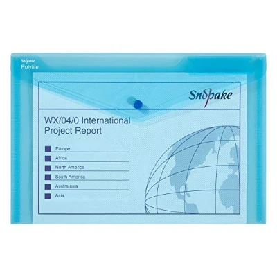 Image of Snopake Foolscap Classic Blue Polyfile Popper Wallet [Pack of 5] with Index Tab and Press Stud Closure [11151x]