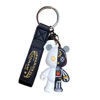 Image of KUPOOL Cartoon Funny Bear Keychain Fashion Punk Animal Keyring Mechanical Car Bag Pendant Key Chains Couple Gift, Multicolor